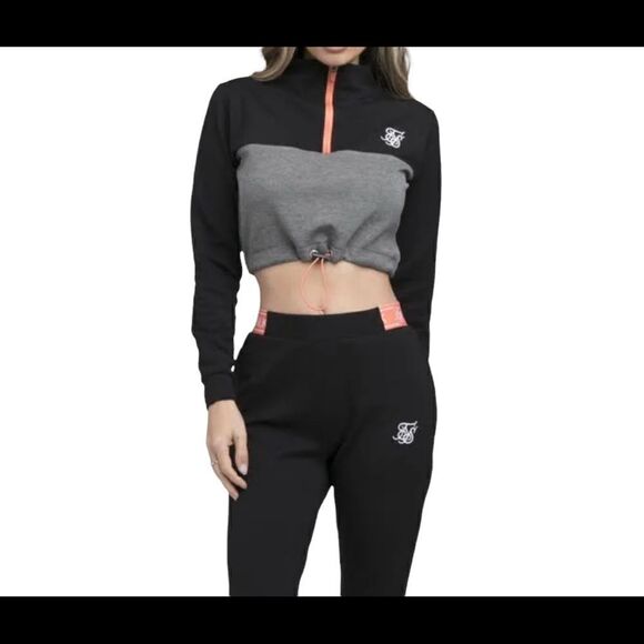 Sik Silk Advantage 1/4 Zip Track Top Black Grey Sz US 6 NWT - Picture 2 of 9
